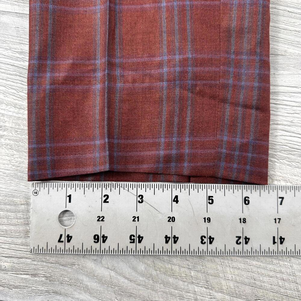 Satore Dress Pants Mens 35x30 Red Orange Check Plaid Reda Super 130's Wool - Picture 5 of 8